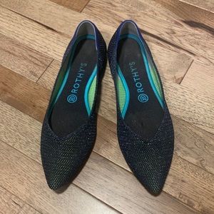 Rothy’s Metallic Lattice Stitch Points Blue size 9